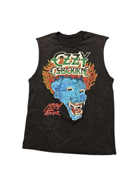 Black Ozzy Osbourne 1984 Tour Tank Shirt Sleeve Cut Top Sz L